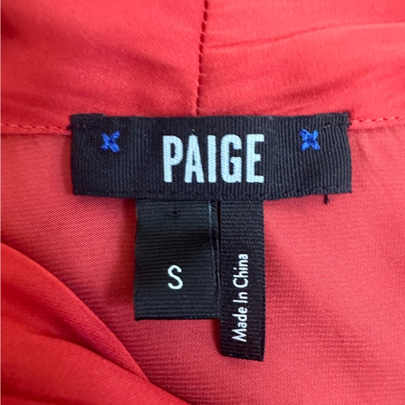 Paige Dijon Thong Silk Short Sleeve Surplice V Neck Blouse Bodysuit - Picture 4 of 4